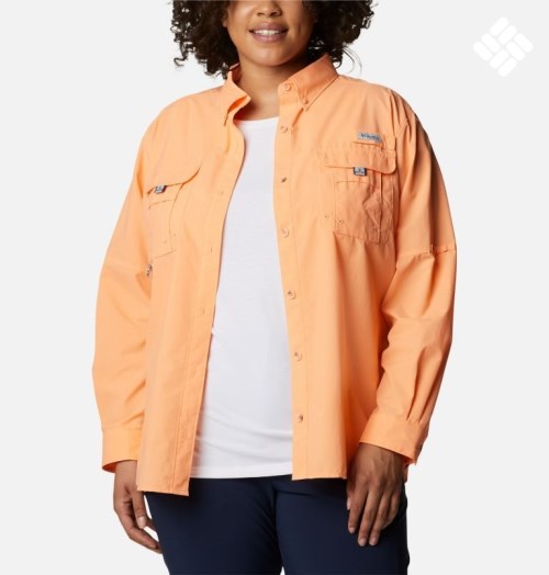 Women's Columbia PFG Bahama Long Sleeve Shirts Orange | Plus Size CA-I60L3